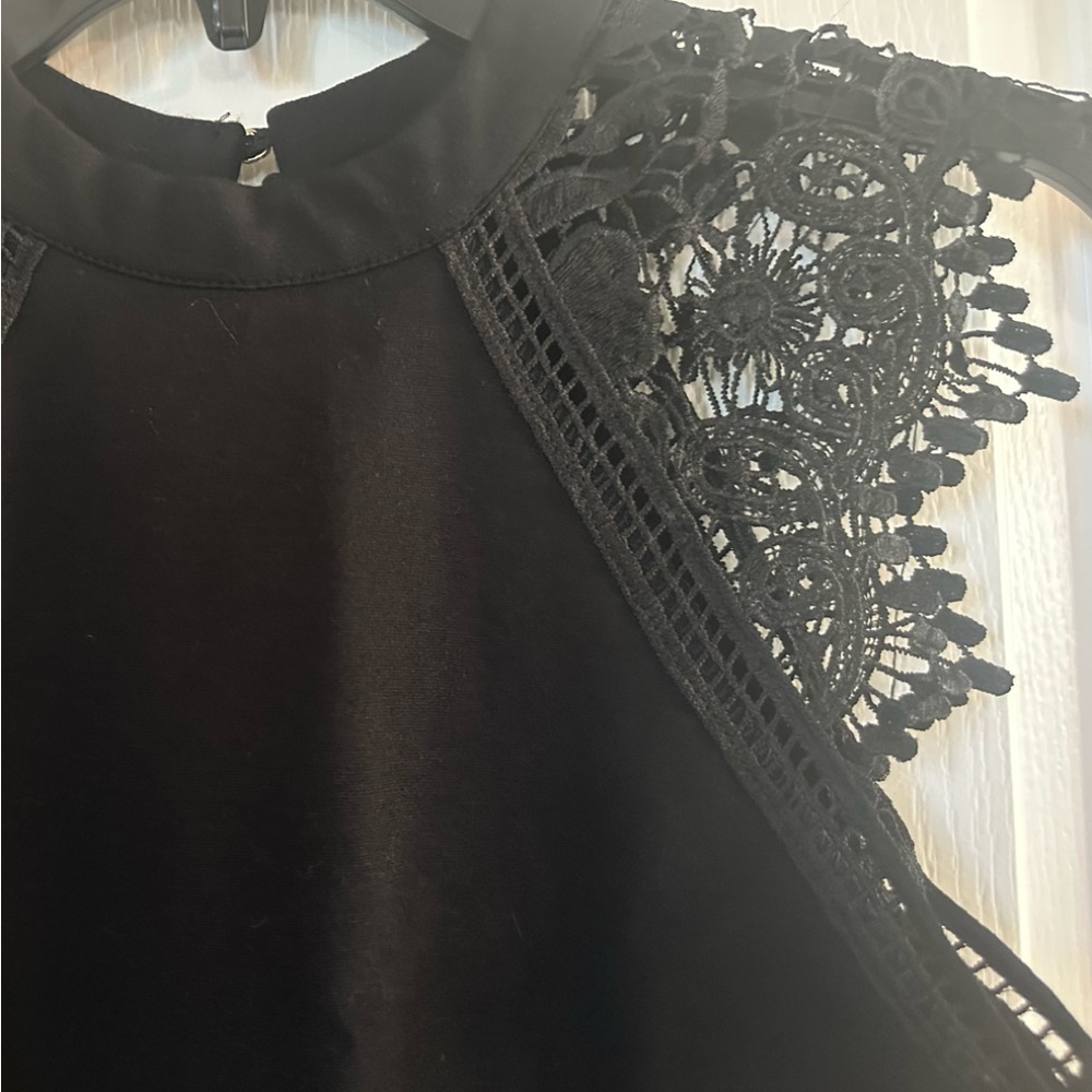 Iris Black Lace Capped Sleeve Bodycon Women's Dress Size S - Picture 3 of 4